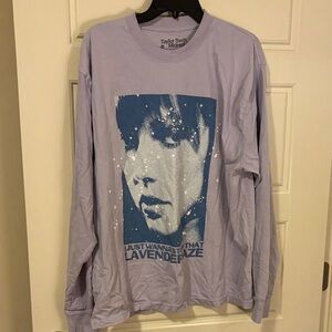 Taylor Swift Lavender Long Sleeve Graphic Tee with Navy Print